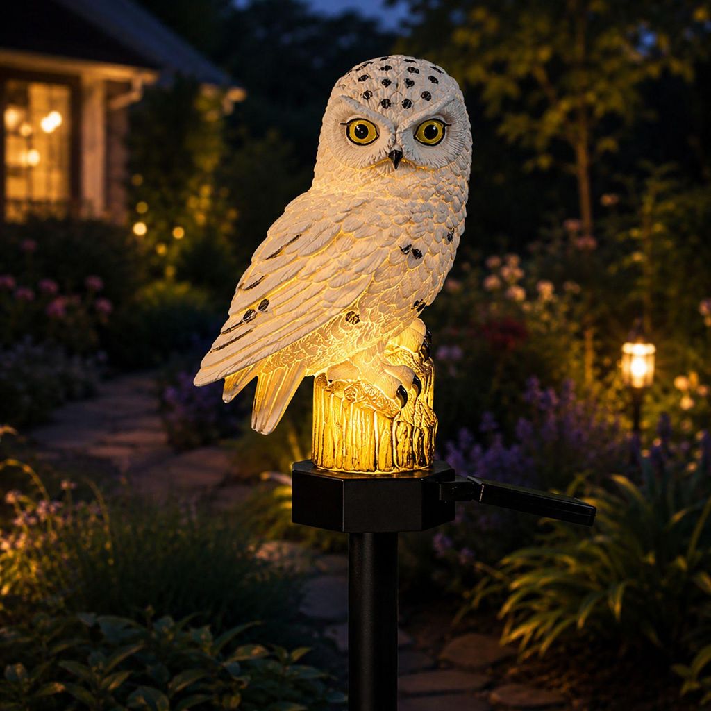 Solar Eule Gartenleuchte 43cm LED Solarfigur Gartendeko Produktbild 
