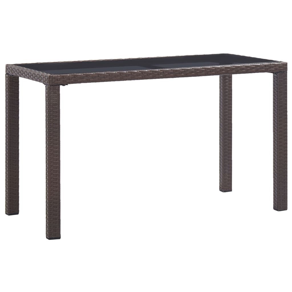 The Living Store Gartentisch Braun 123 x 60 x 74 cm Poly Rattan
