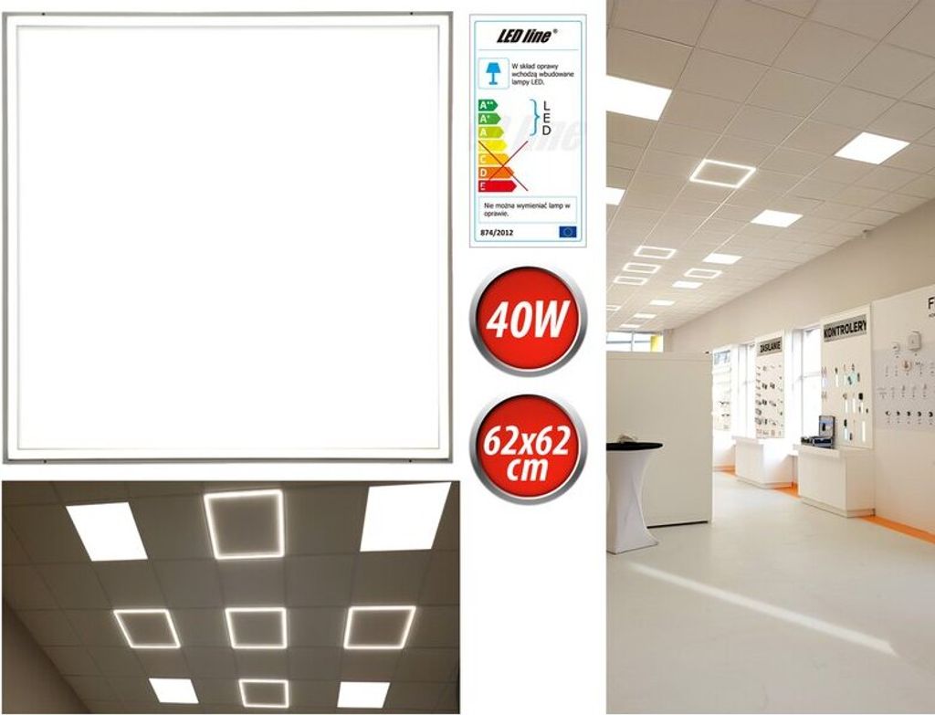 LED Rahmenbeleuchtung Panel 40W 59,5 x 59,5 cm Rahmen Beleuchtet Warmweiß 2700K 3400lm Ultraslim (11mm ) (Nur Rahmen)