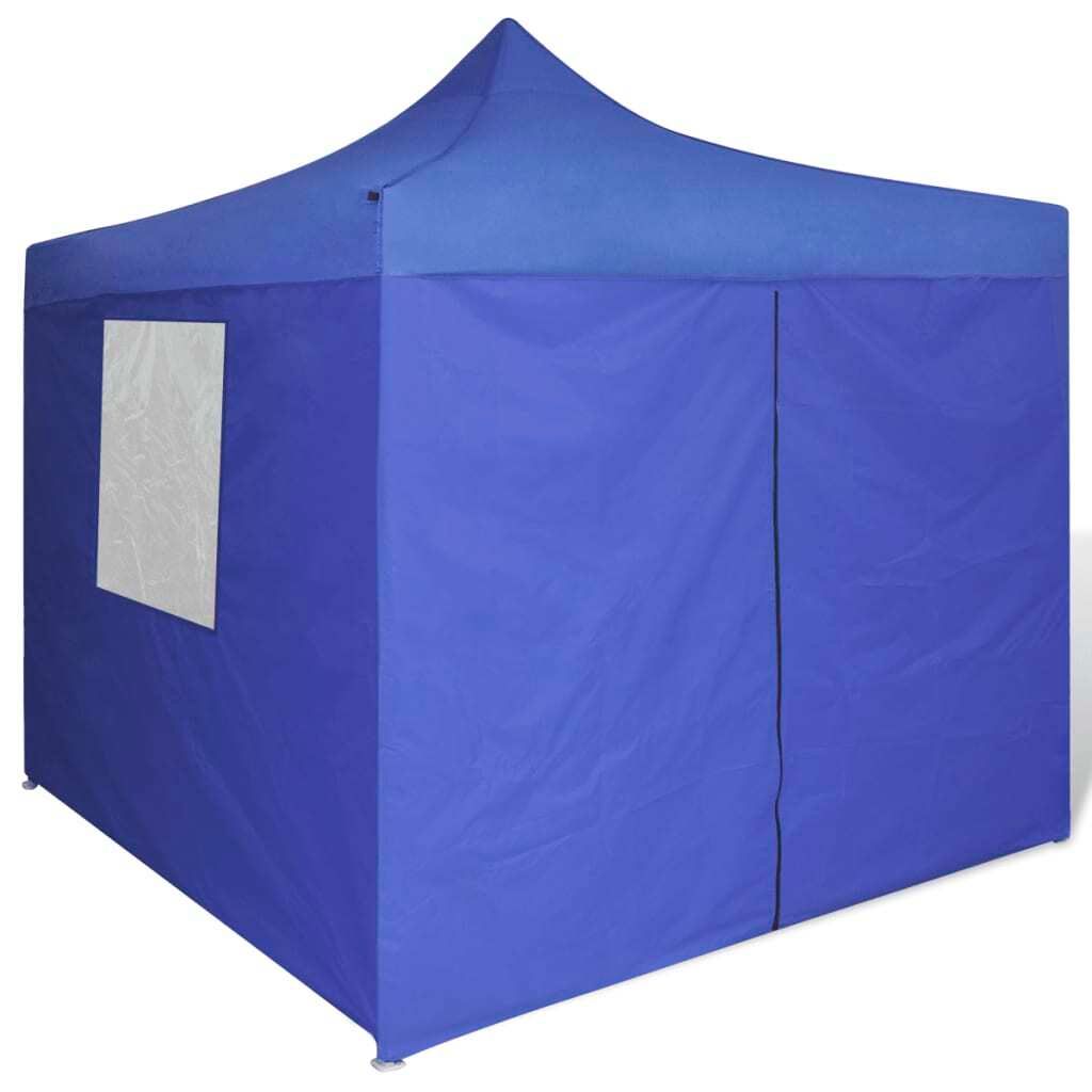 vidaXL Tenda pieghevole 3x3 m blu 4 pareti laterali Immagine del prodotto 