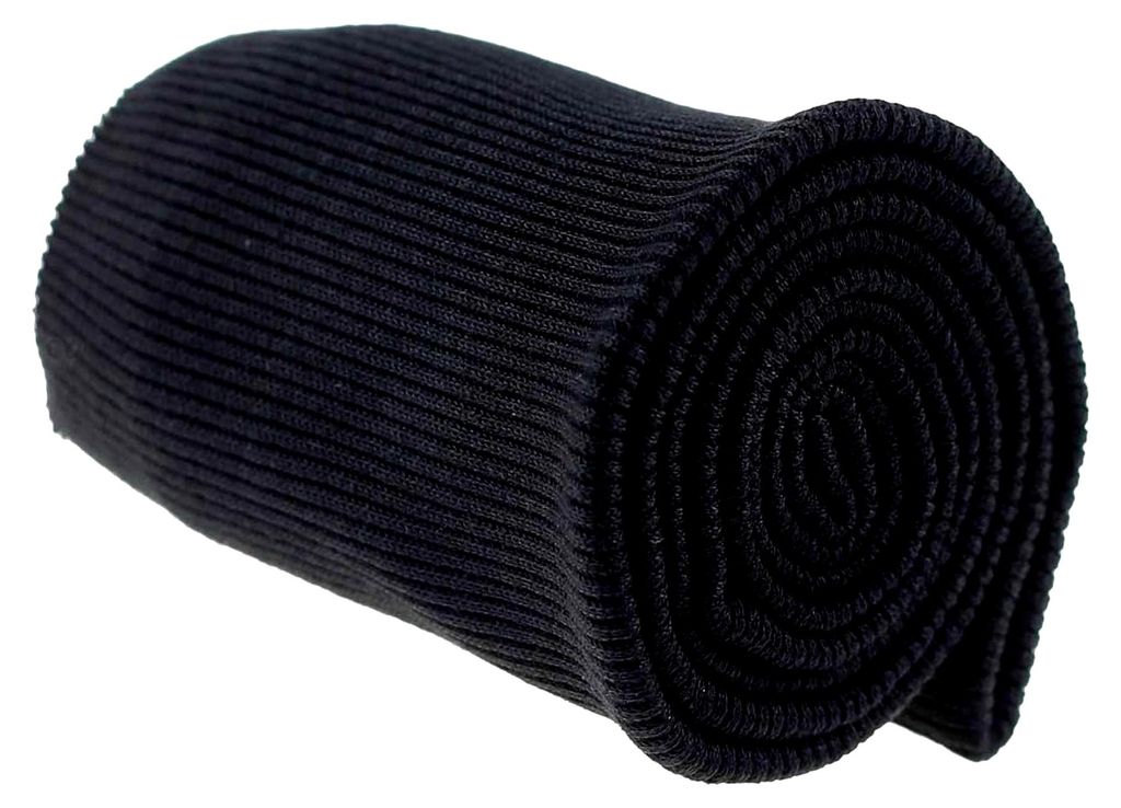 Strickbündchen 16x80cm Bündchenstoff Baumwolle elastisch gerippt, Farbe: schwarz
