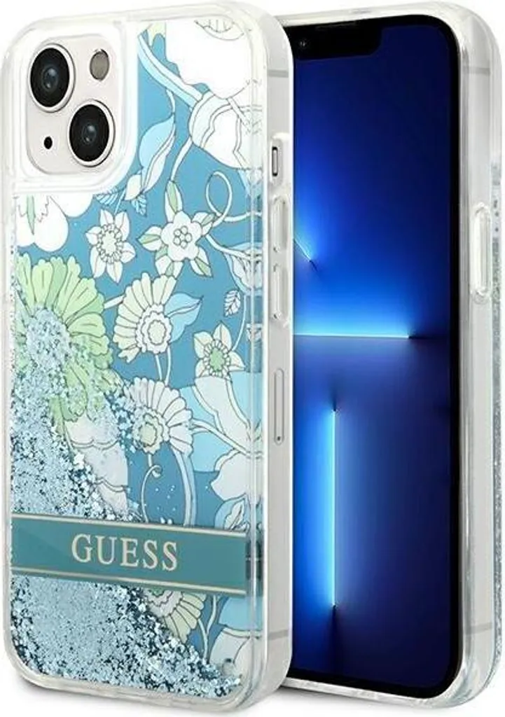 Guess Custodia iPhone 14/15 Plus Verde Fiore Liquid Glitter | Shop Online