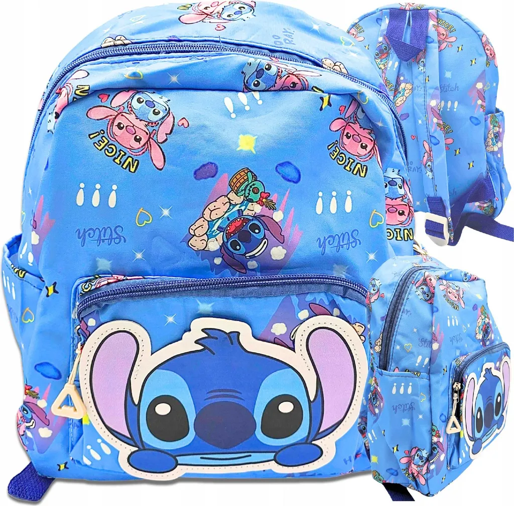 Sac à dos Lilo & Stitch Bleu - Cartable Scolaire Disney pour Enfant 42cm