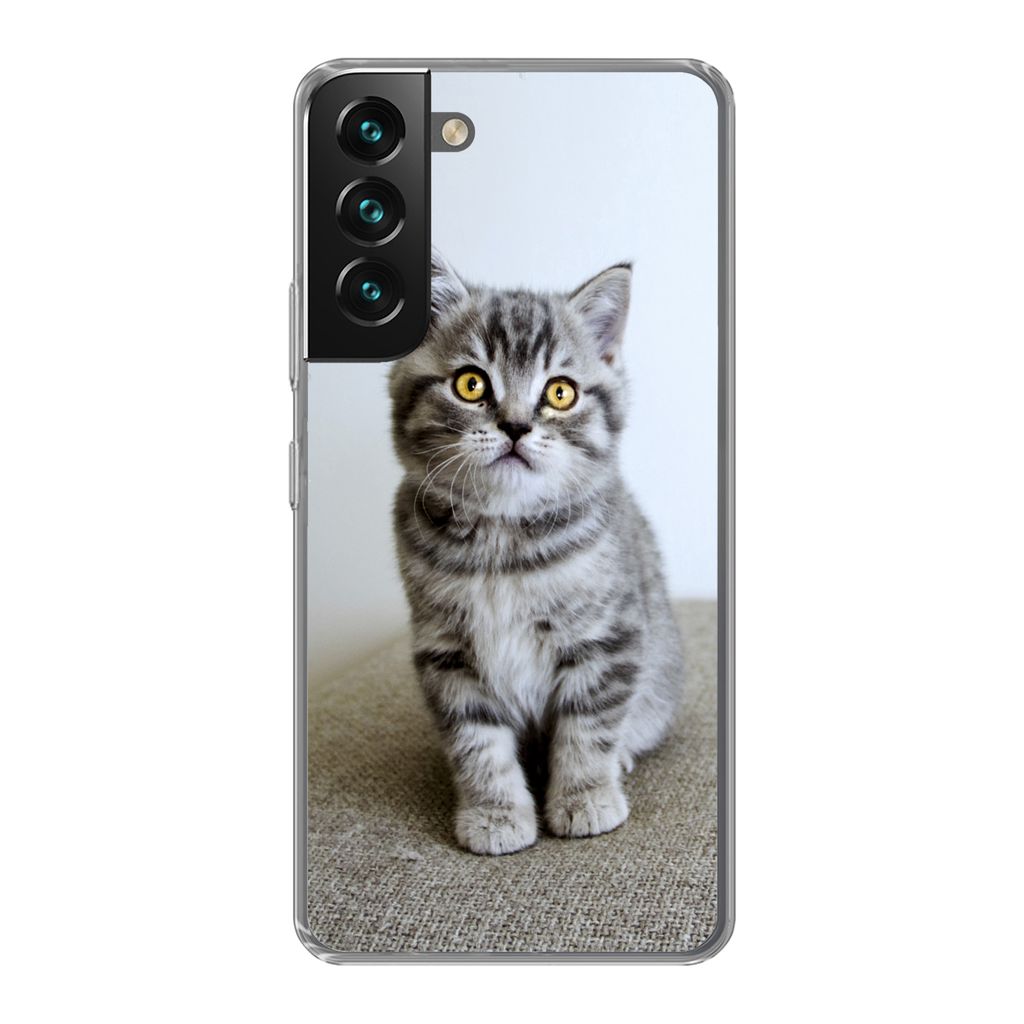 MuchoWow Handyhülle Schutzhülle Hülle für Samsung Galaxy S22 Plus Kätzchen - Augen - Gelb - Mädchen - Kinder - Jungen - Kinder Silikon Soft...