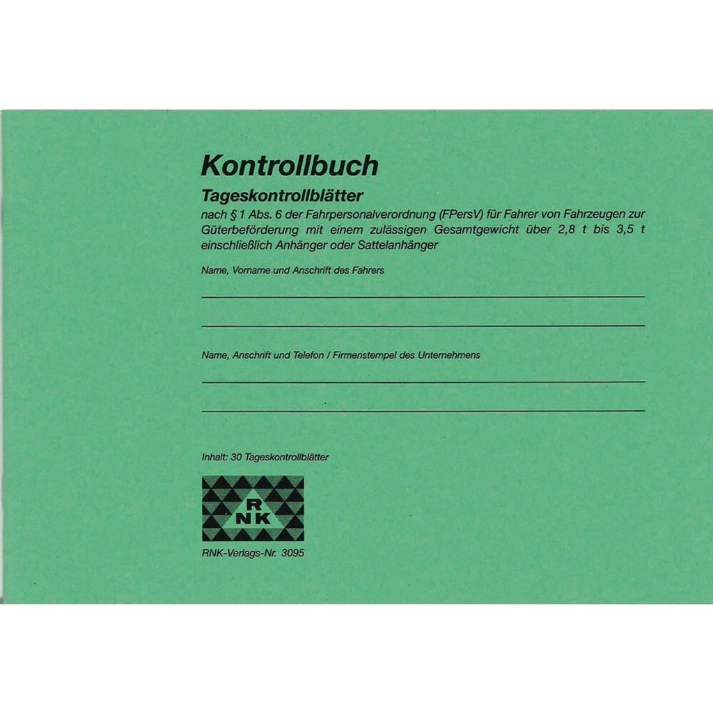 RNK Verlag Carnet de contrôle DIN A5 horizontal 32 feuilles Image du produit 