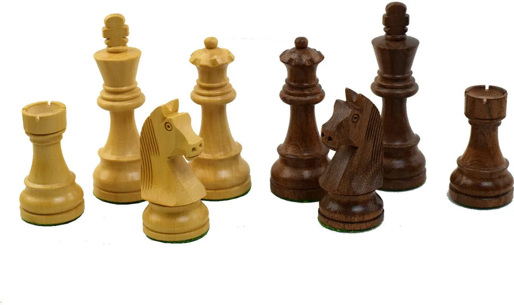 Jeu d'Échecs Stable et Durable - Pièces en Bois d'Acacia Lestées 3.75''
