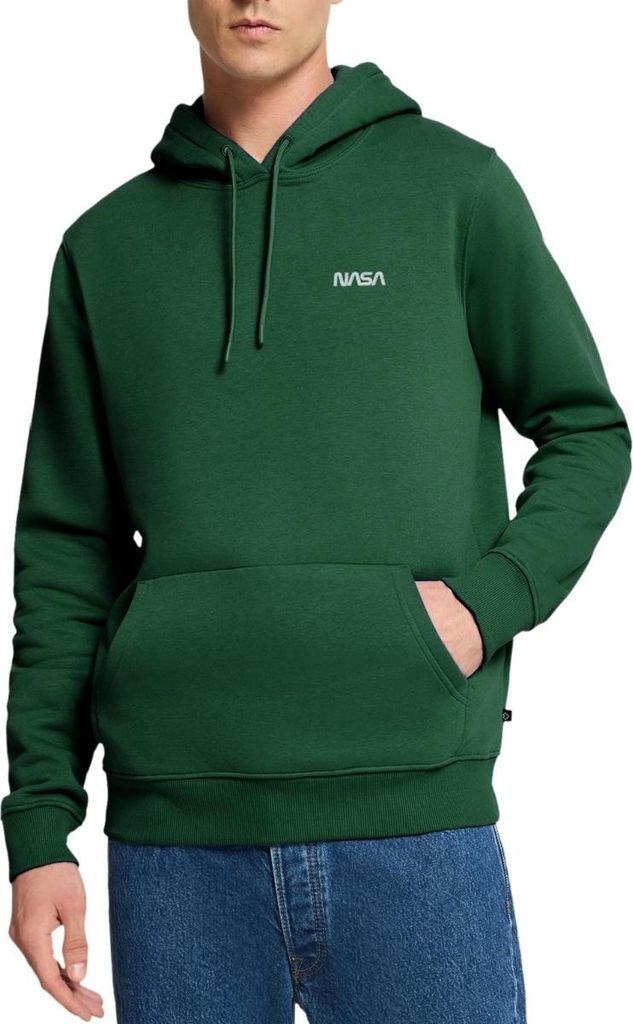 Spreadshirt Nasa Logo Klein Weiß Stick Herren Premium Hoodie, XL, Flaschengrün