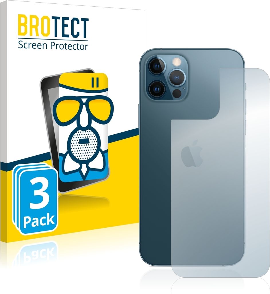 3x BROTECT Entspiegelungs Schutzglas für Apple iPhone 12 Pro (Rückseite) Schutzfolie Panzer Folie Glas Display Schutz matt