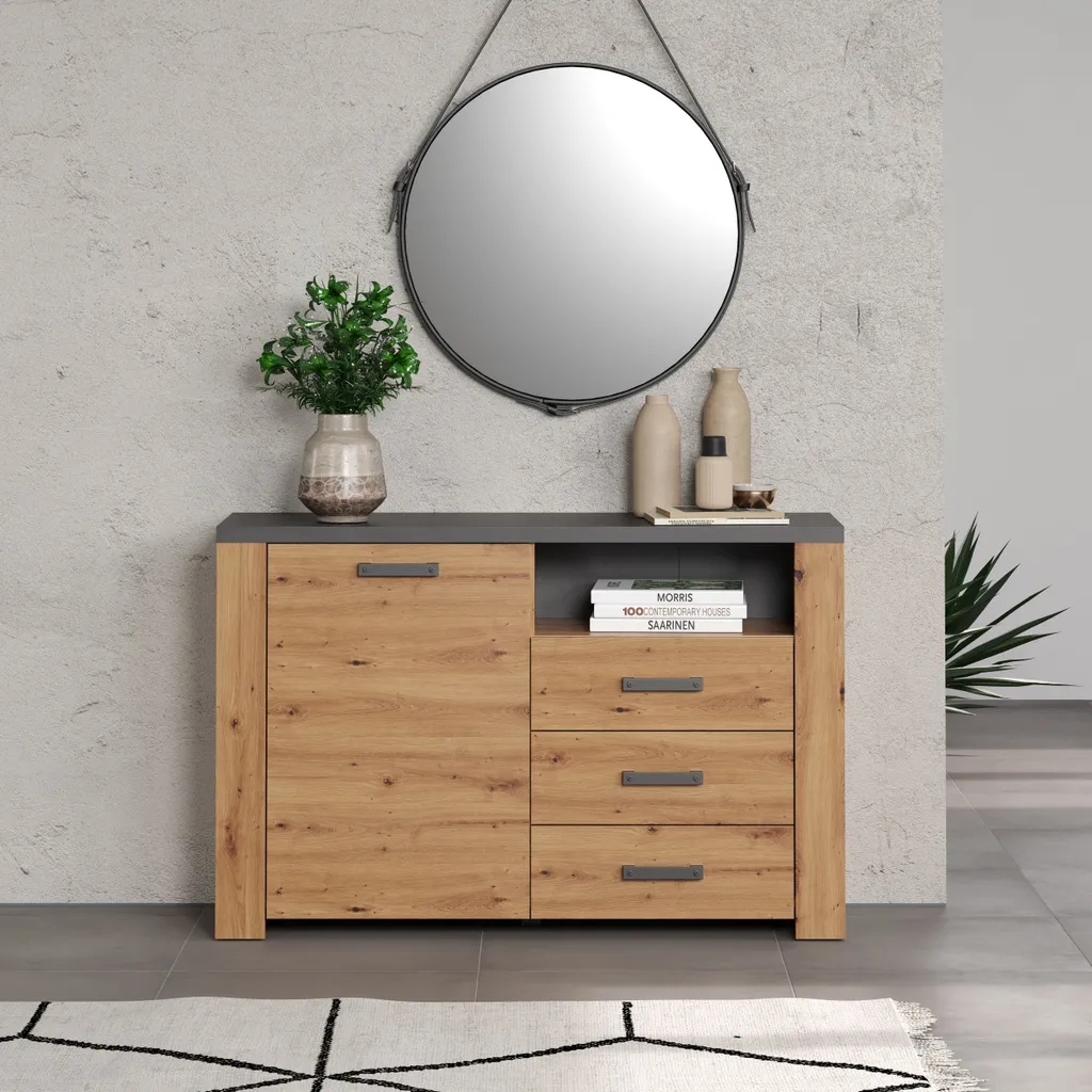 Buffet avec Finition ABS et Décor Chêne Artisan, Meuble Robuste Matera - 5