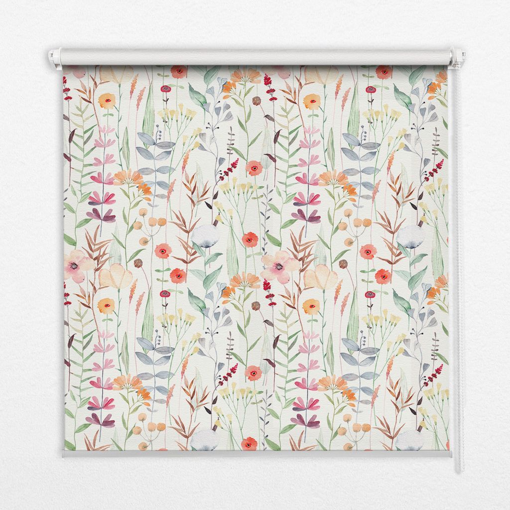 Seitenzug-Rollo Fensterrollo Jalousie - Lichtdurchlässig Springrollos - 60x180 cm - Bunte Blumen