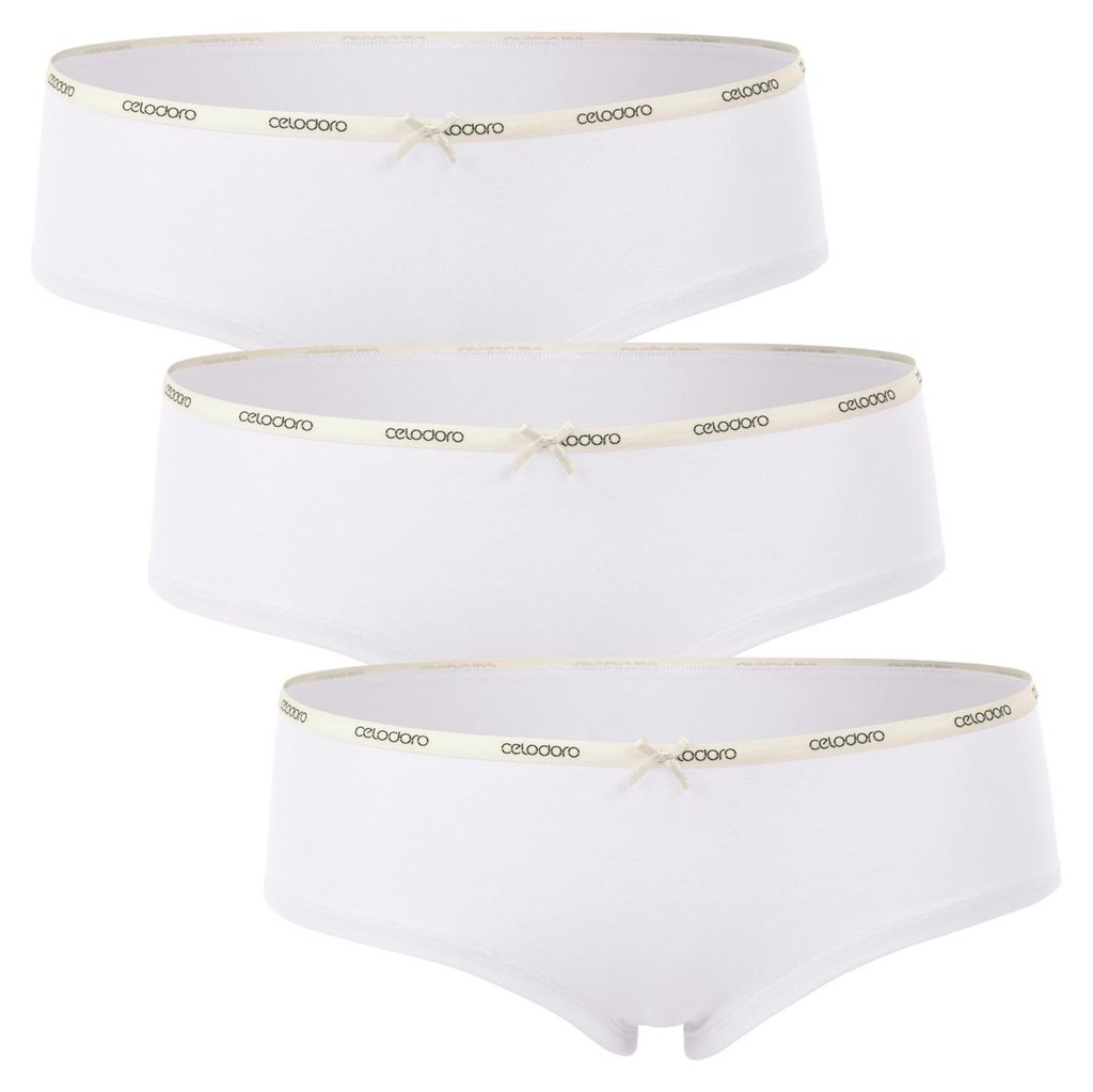 Hipster-Slips für Damen – Celodoro – Unterwäsche mit dezentem Gummiband. (3er-Pack) – Weiß
