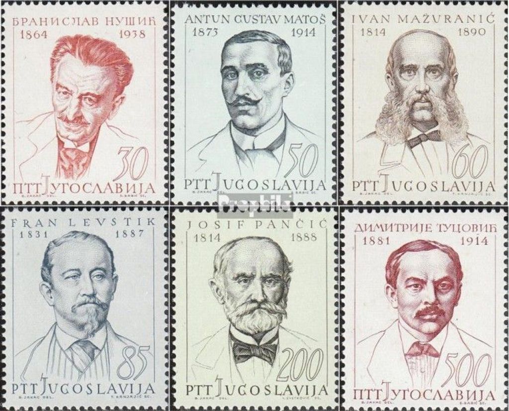 Briefmarken Jugoslawien 1965 Mi 1136-1141 (kompl.Ausg.) postfrisch Persönlichkeiten Jugoslawiens