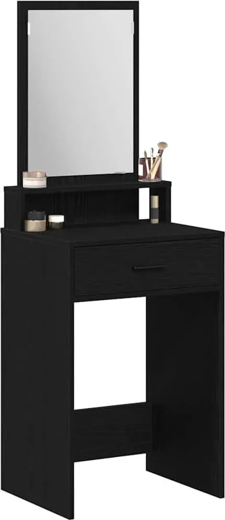 vidaXL Tavolino da toilette con ripiano in rovere nero 50 x 41 x 140 cm
