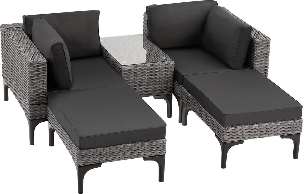 tectake® Aluminium Rattan Lounge Bellaria wetterfest und Produktbild 