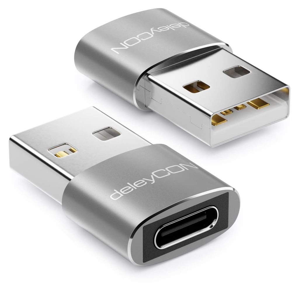 deleyCON USB C Adapter, 2 Stück, C Buchse auf A Stecker - Produktbild 