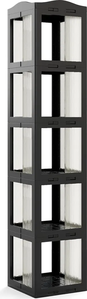 Étagère 360 rotative de 174 cm pliable avec bacs transparents noirs