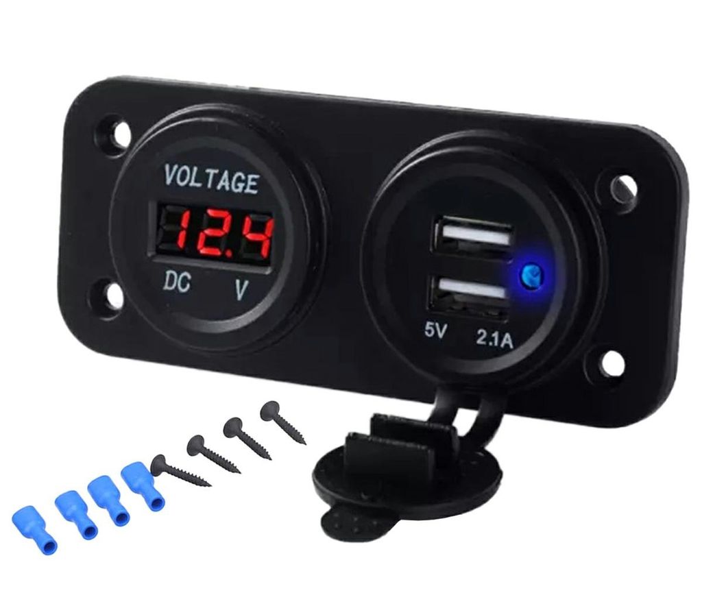APT PLS37B Voděodolná zásuvka 2xUSB, voltmetr do auta Obrázek produktu 