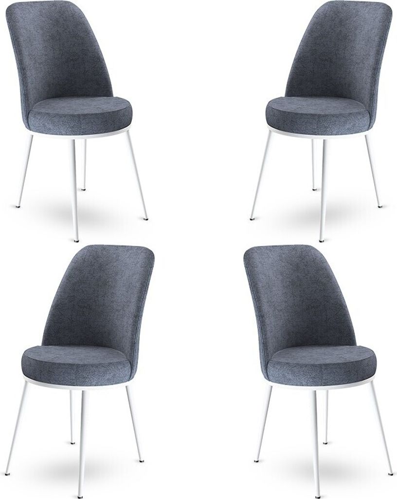 Skye Decor, Dexa - Fume, White, Stuhlset (4 Stück), 100 % METALL, Rauch, 45 x 42 x 89 cm
