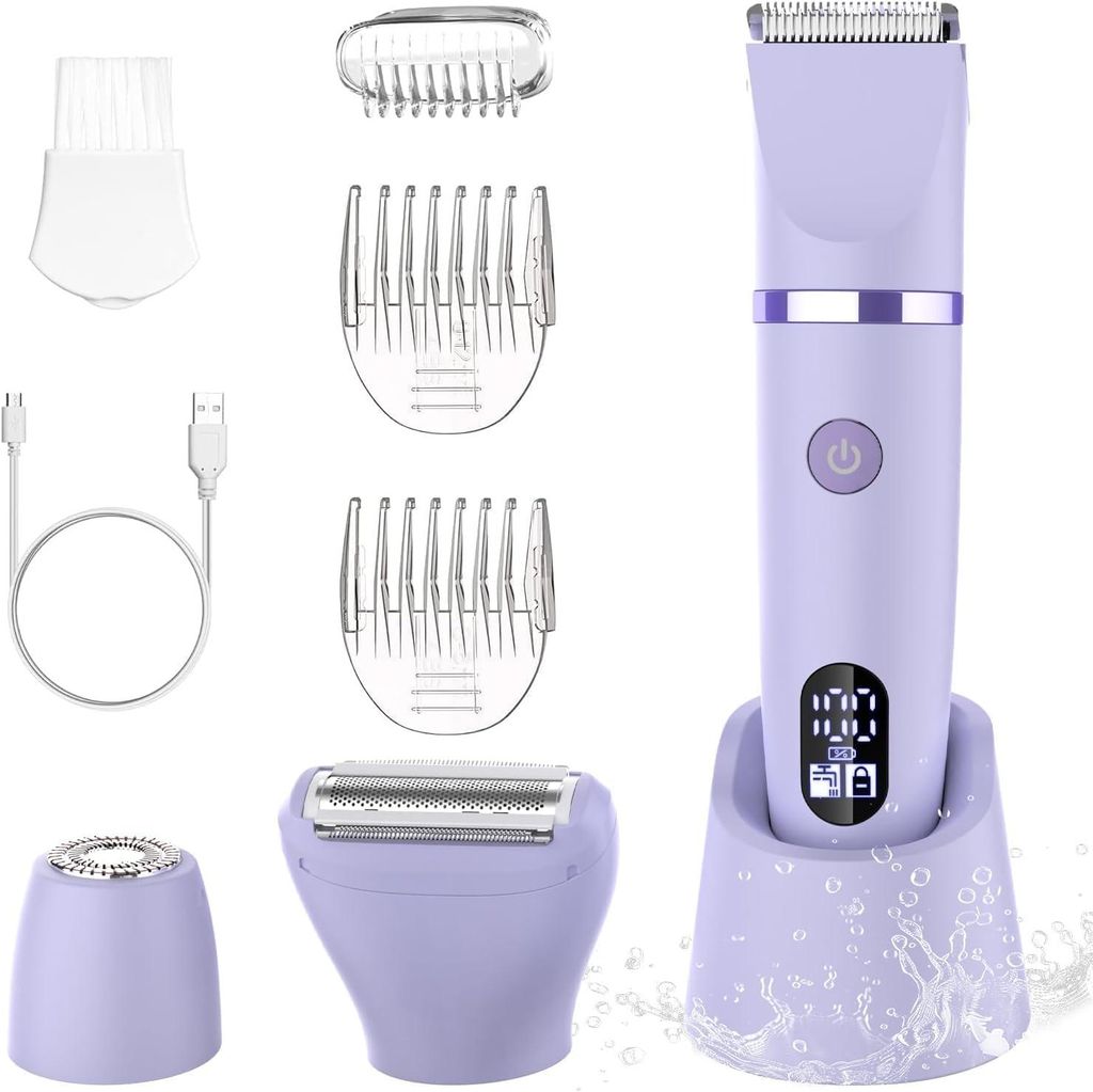 Damenrasierer für Gesicht,Achseln, Beine, Arme & Bikinizone Rasierer Elektrorasierer Körpertrimmer Intimrasierer Bikini-Trimmer für Frauen Wasse...