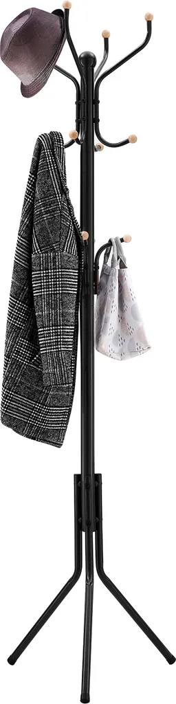 Porte-manteau stable 182cm avec 12 crochets en métal noir résistant