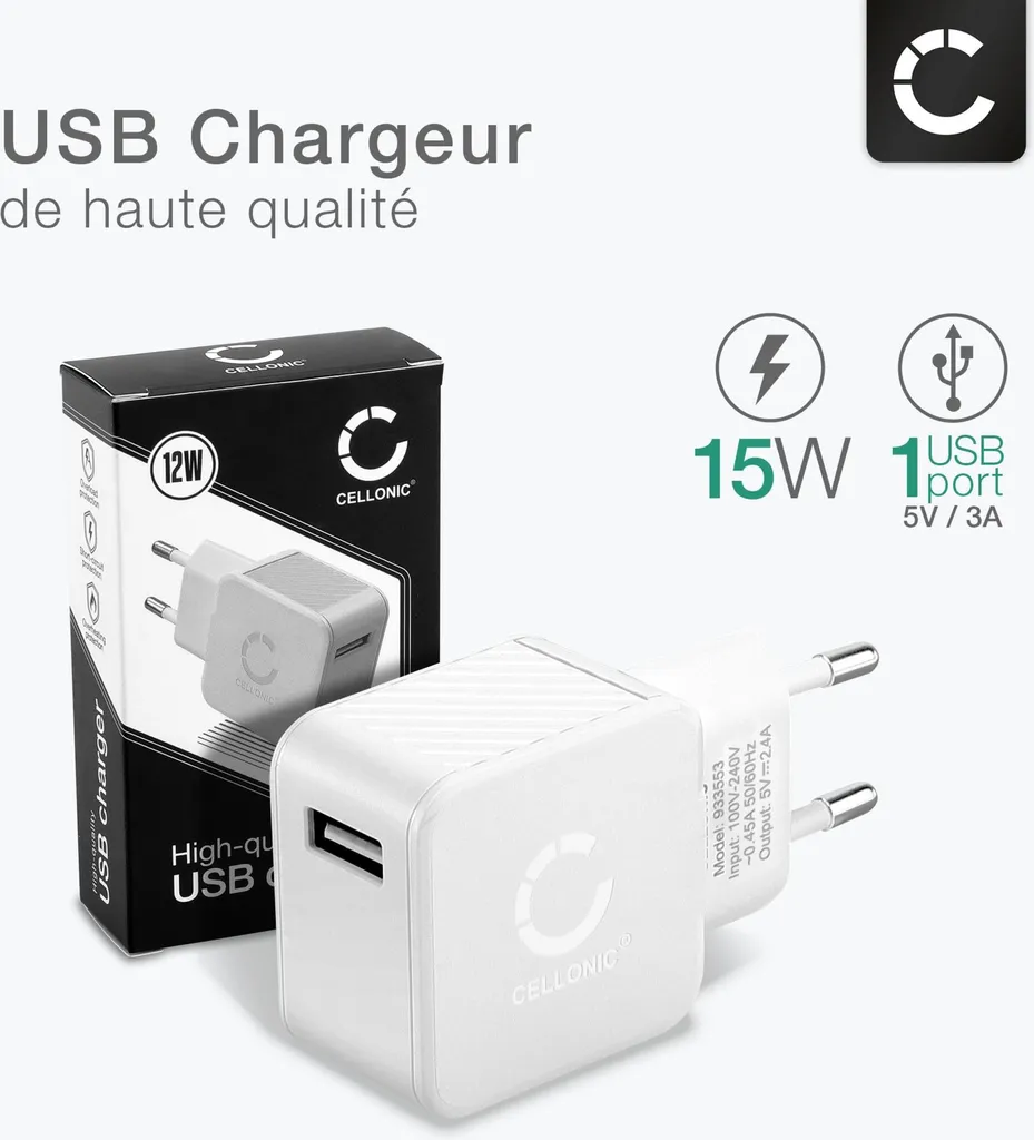 Chargeur Secteur USB pour Smartphone et Tablette 12W Pack de 4 - 2
