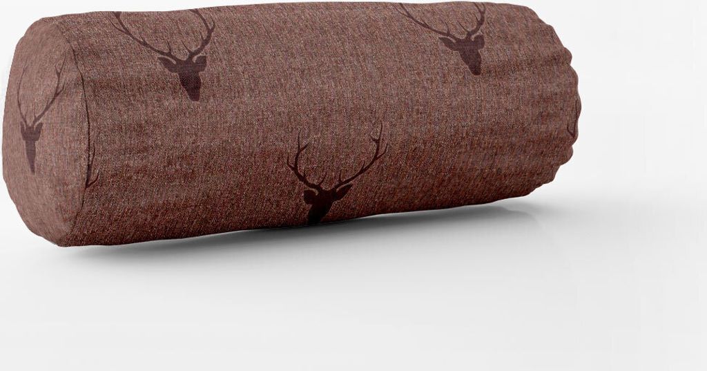 SCHÖNER LEBEN. Kissenhülle Hirschkopf Geweih rotbraun dunkelrot Größe 15x40cm (ØxB) Nackenrolle 15x40cm (ØxB) Nackenrolle Größe