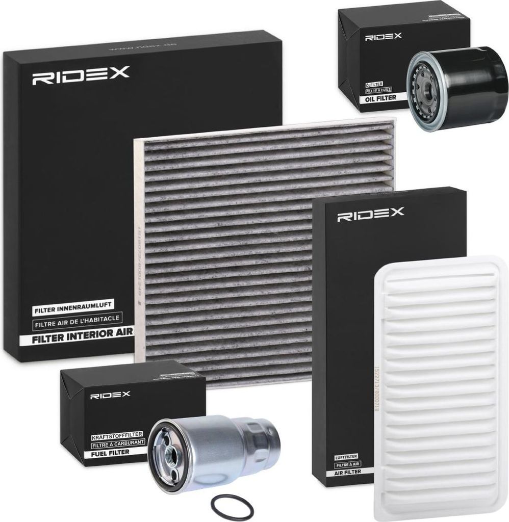 RIDEX Filterset Inspektionspaket Filtersatz für TOYOTA AVENSIS Kombi (T25) COROLLA Verso (ZER, ZZE12, R1) COROLLA (ZZE12, NDE12, ZDE12) AVENSIS (T25)