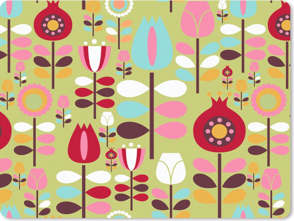 MuchoWow Mauspad Mousepad Muster - Blumen - Farben 40x30 cm - Mousepads - Maus Mat - Pad - Mausunterlage - Anti Rutsch