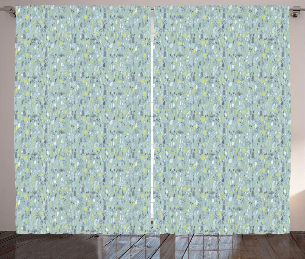 Rideau à Ruban Froncé avec Crochets Inclus - Style Botanique 280x225