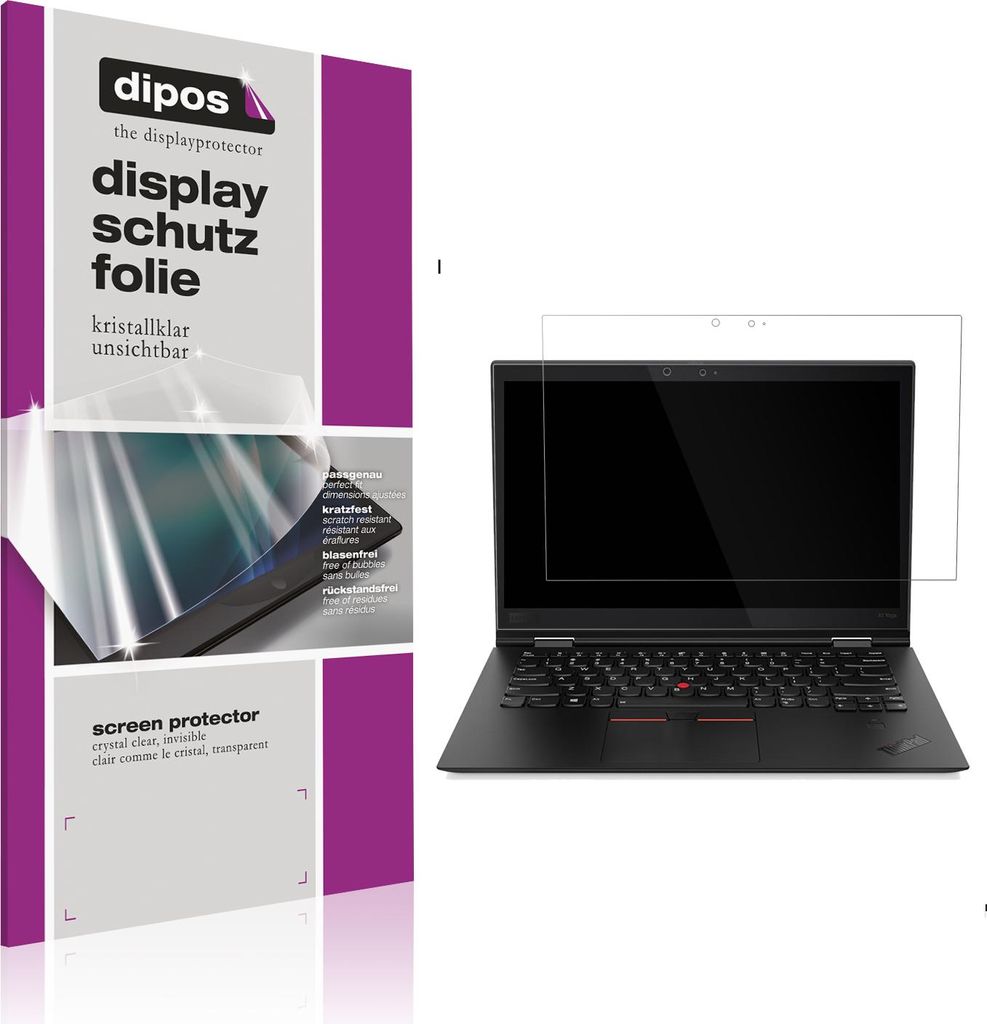 2x Schutzfolie für Lenovo X1 Yoga Tablet Gen 3 20LES 14 Zoll klar Displayschutzfolie Folie Display Schutz dipos