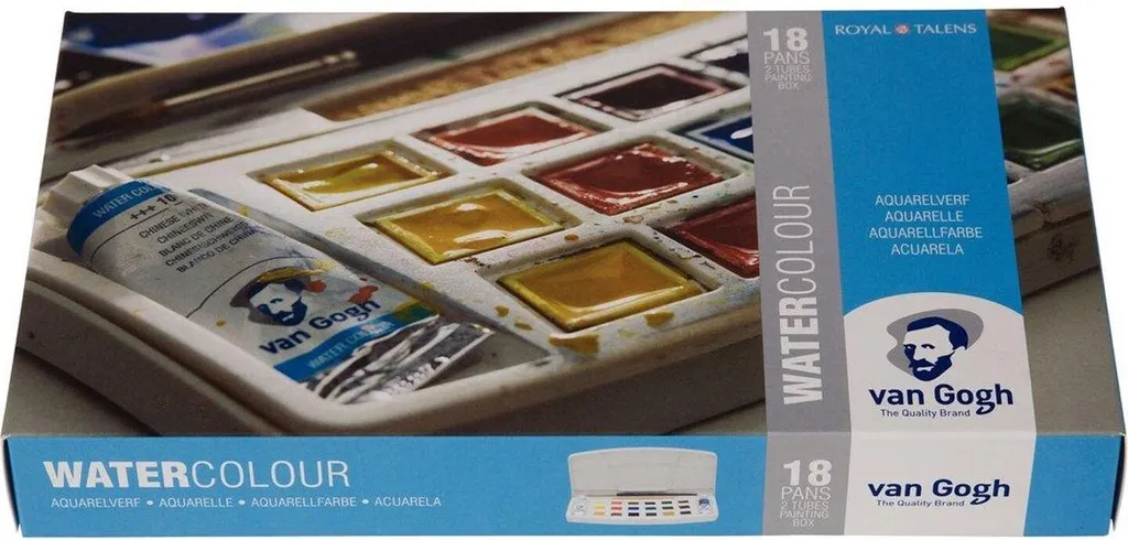 Van Gogh Set d'aquarelle de poche avec 18 demi-godets et 2 tubes