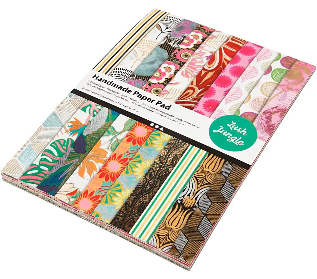 Bloc de papier jungle fait main 20 feuilles papier artisanal créatif