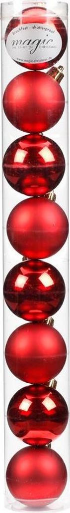 Kunststoff Weihnachtskugeln 8 Stk 6cm rot