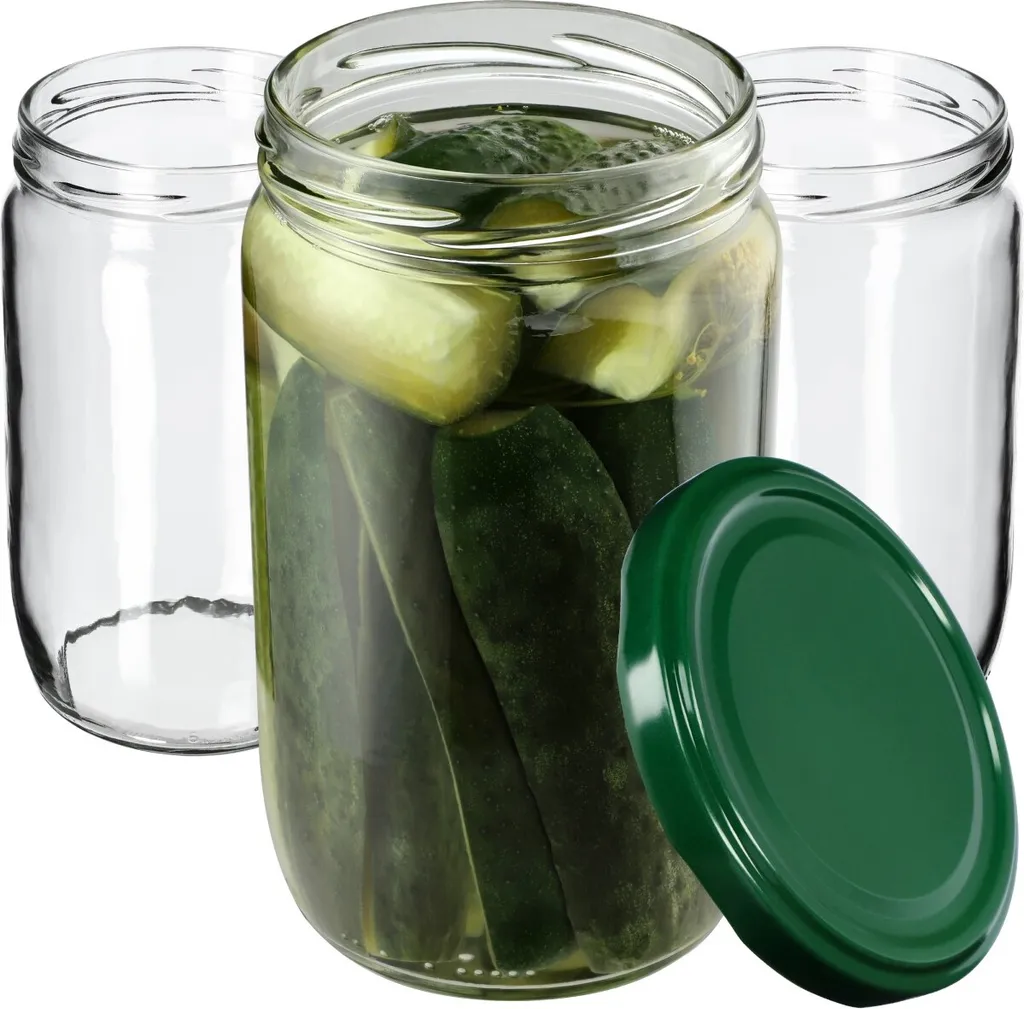 KADAX Niva Barattoli in Vetro 720ml Verde - Set da 16 per Sottaceti