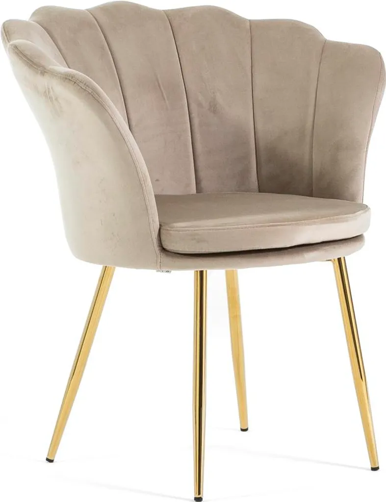 Chaise de salle à manger en velours design coquillage SHELLY beige