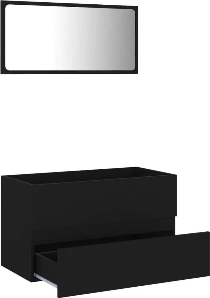 "im Sonderangebot" 2-tlg. Badmöbel-Set - CLORIS - Badezimmerschrank - schlichte Design - Schwarz Holzwerkstoff - NeuMöbel7412440