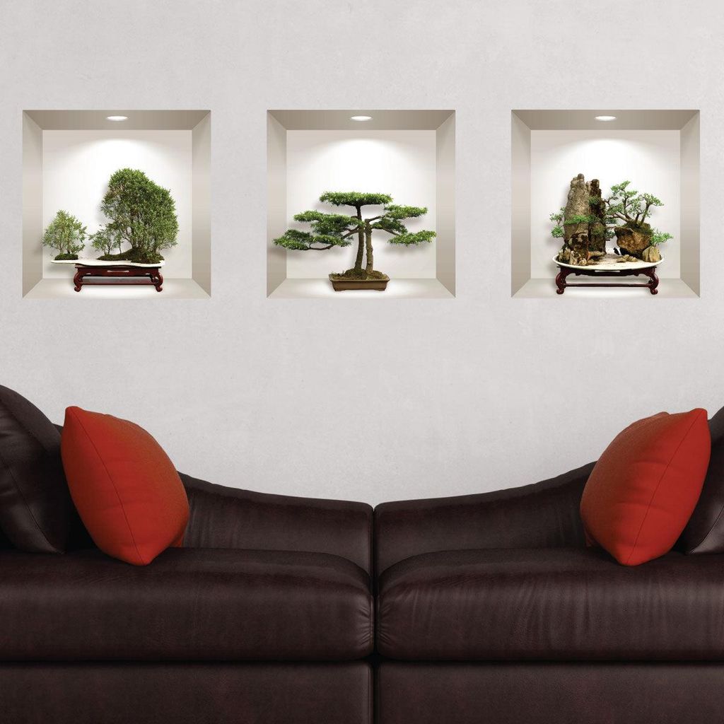 3D-Bonsai-Baum-Aufkleber im Nest, 30 x 90 cm