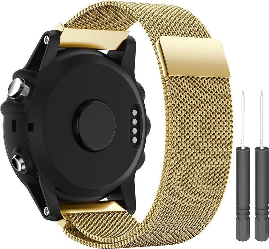 Cazy Armband geeignet für Garmin Fenix 3 / Fenix 3 HR - Milanaise Armband - Gold