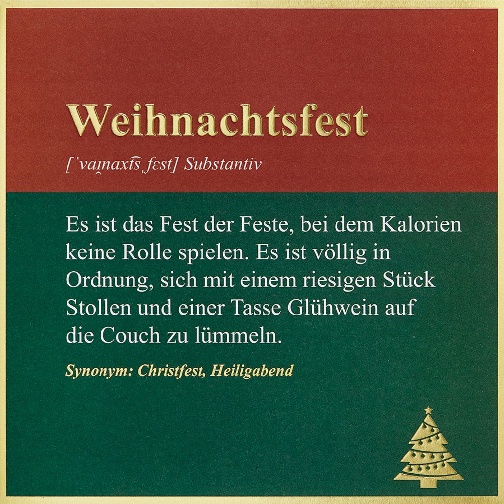 Weihnachten Simply Gold unverpackte Weihnachtskarten mit Briefumschlag Weihnachtsfest Christfest Heiligabend