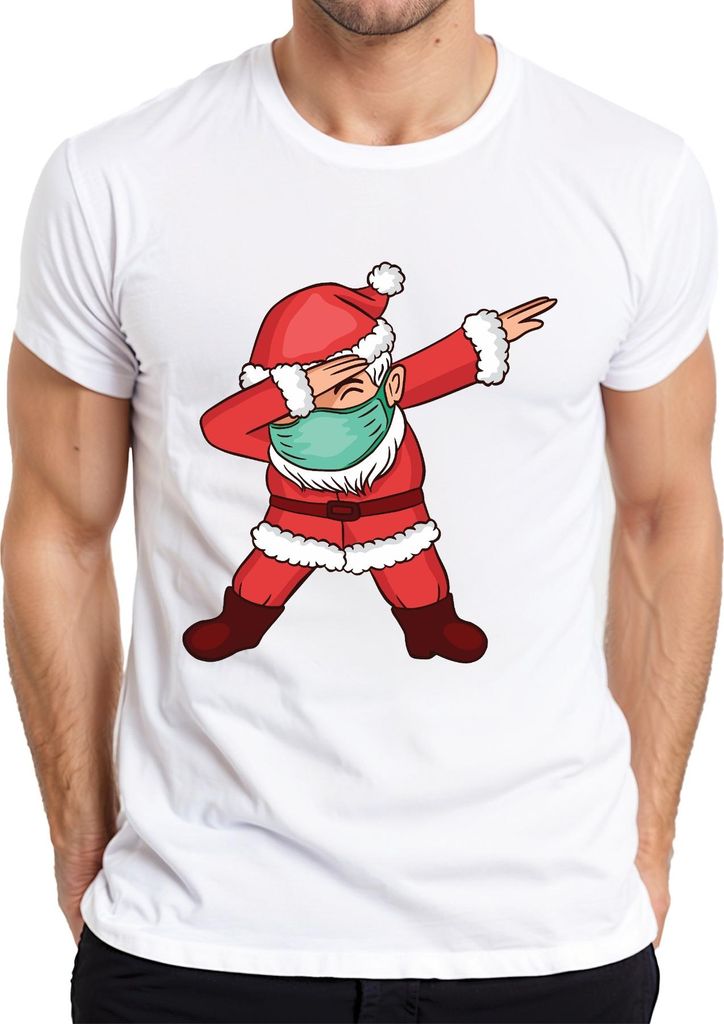 Dabbing Santa Covid Maske - Weihnachten Weihnachtsgeschenk Christmas Herren T-Shirt, Weiß, XL