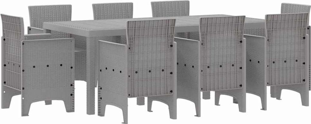 vidaXL Garten Essgruppe 9 pcs Hellgrau Polypropylen
