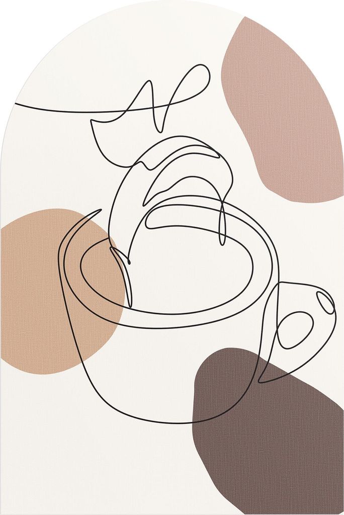 DEQORI Fototapete Rundbogen 100x150 cm 'Zarte Kaffeeliebe' Wand Tapete Leinwand Sticker