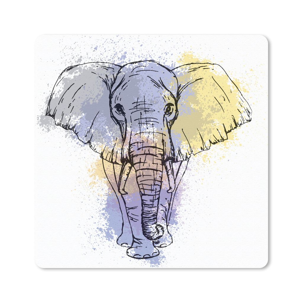 MuchoWow Mauspad Mousepad Elefant - Tinte - Skizze 30x30 cm - Mousepads - Maus Mat - Pad - Mausunterlage - Gaming