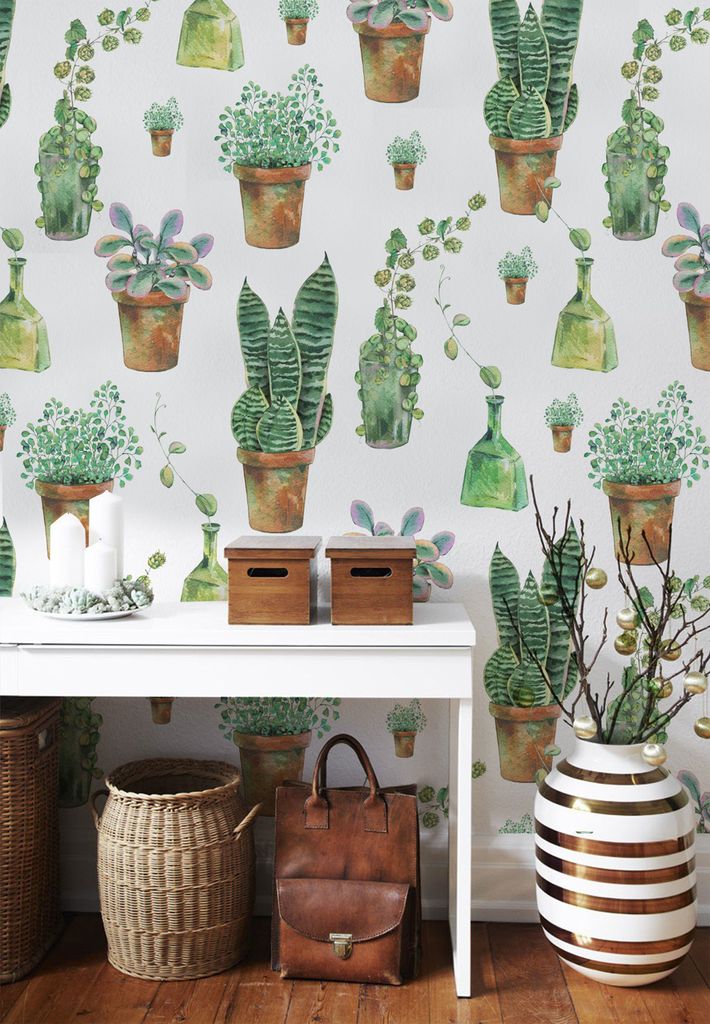 Coloray Fototapete 360x250 cm Latextapete Magicstick - Aquarelle Cacti Floral.