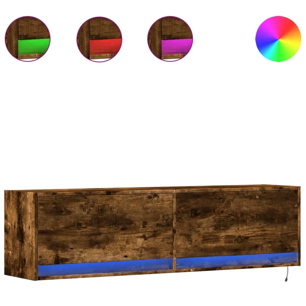 Porta TV Moderno SYFAX 140cm Rovere Fumo con LED | Arredo Living