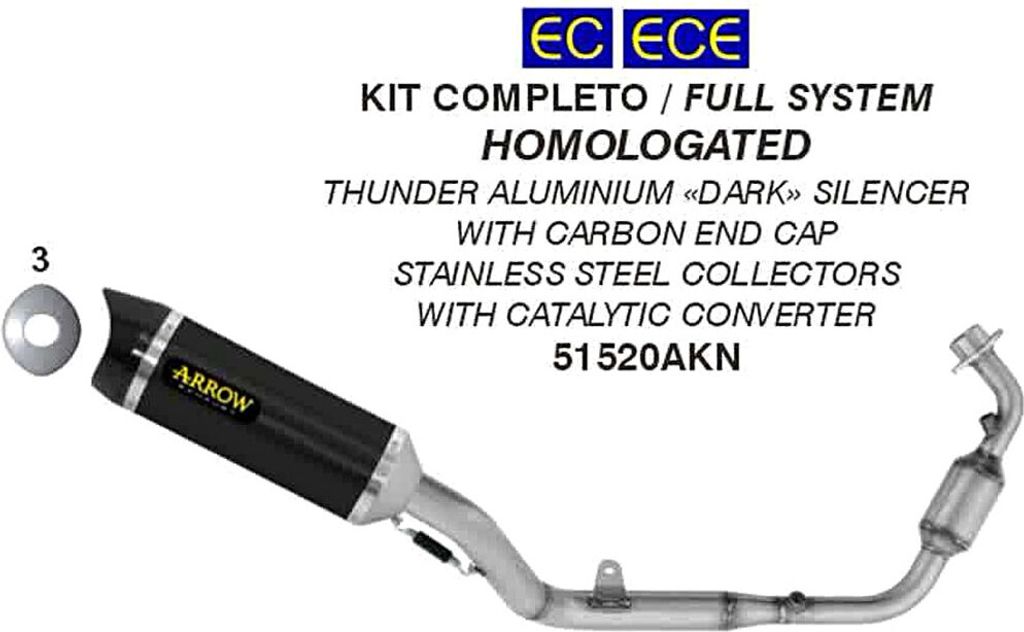ARROW Rennkomplettauspuffanlage mit X-Kone dunklem Ende für Honda CB 125 R