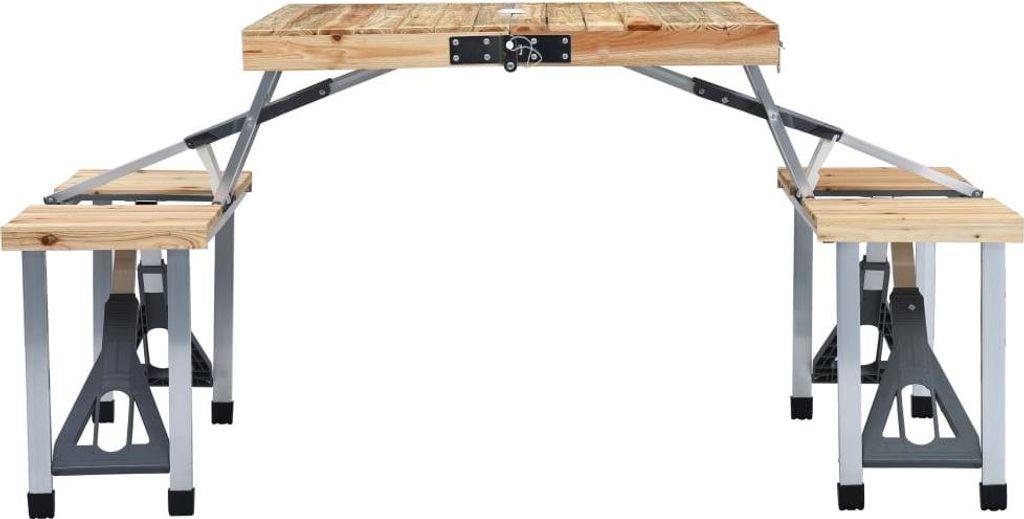 vidaXL Klappbarer Campingtisch mit 4 Sitzen Stahl Aluminium