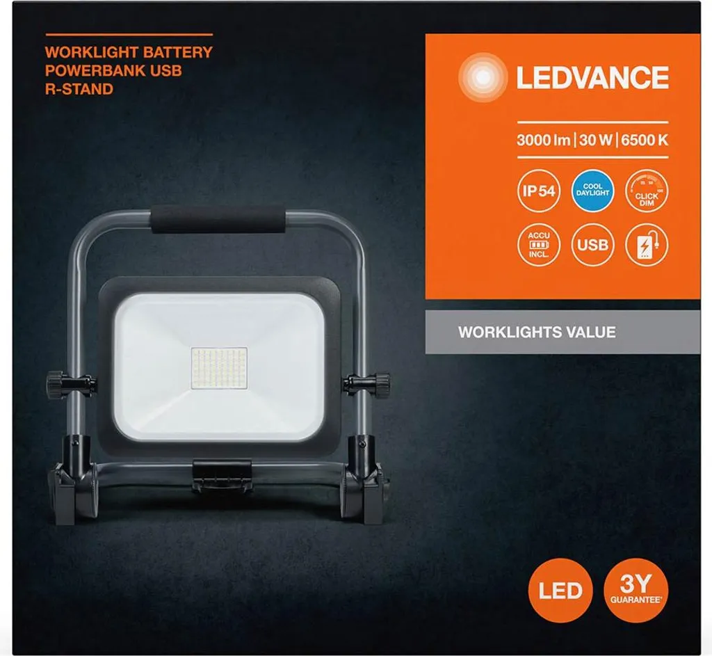 Projecteur LED 30W blanc froid variable LEDVANCE Worklights 6500K - 5