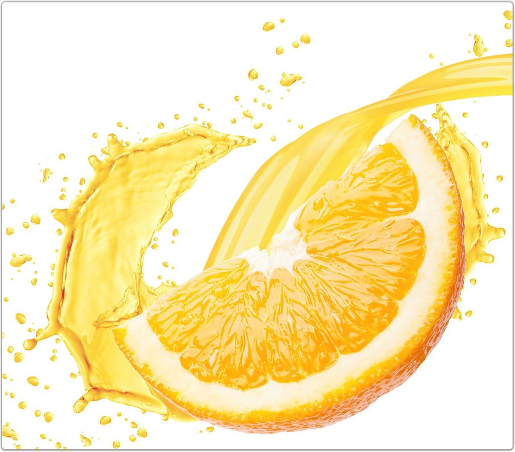 Spritzschutz Herdabdeckplatte Schneidebrett aus Glas Orangensaft spritzt 1-Teilig (60x52cm)