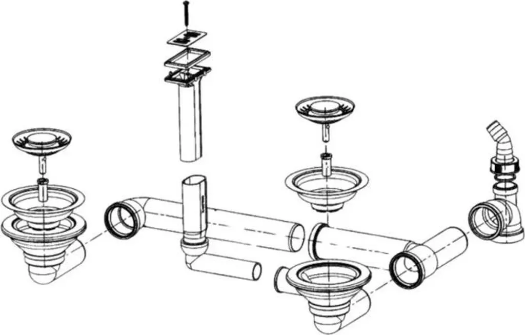 Siphon gain de place Blanco 112.0081.745 noir pour évier 2 cuves